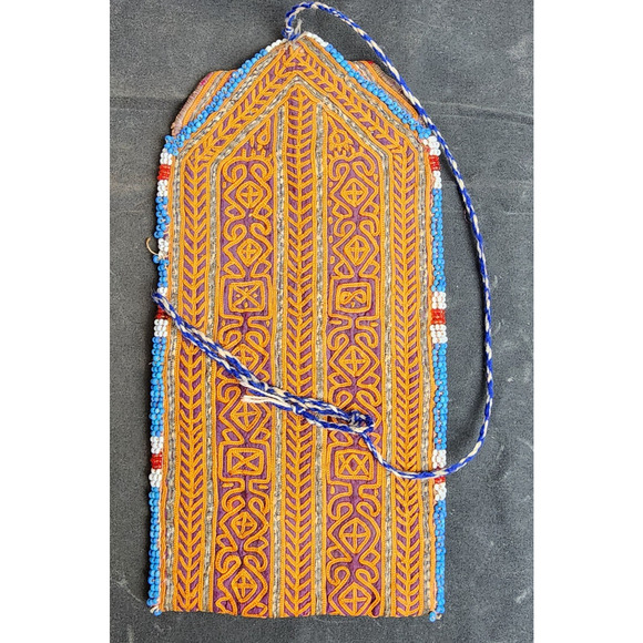 Kuchi Embroidered Pouch Wallet Central Asian Handmade Beaded String Tie - Picture 2 of 10